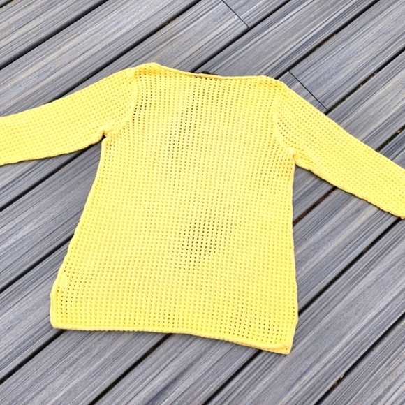 L Yellow Crotched loose knit sweater - Picture 11 of 12